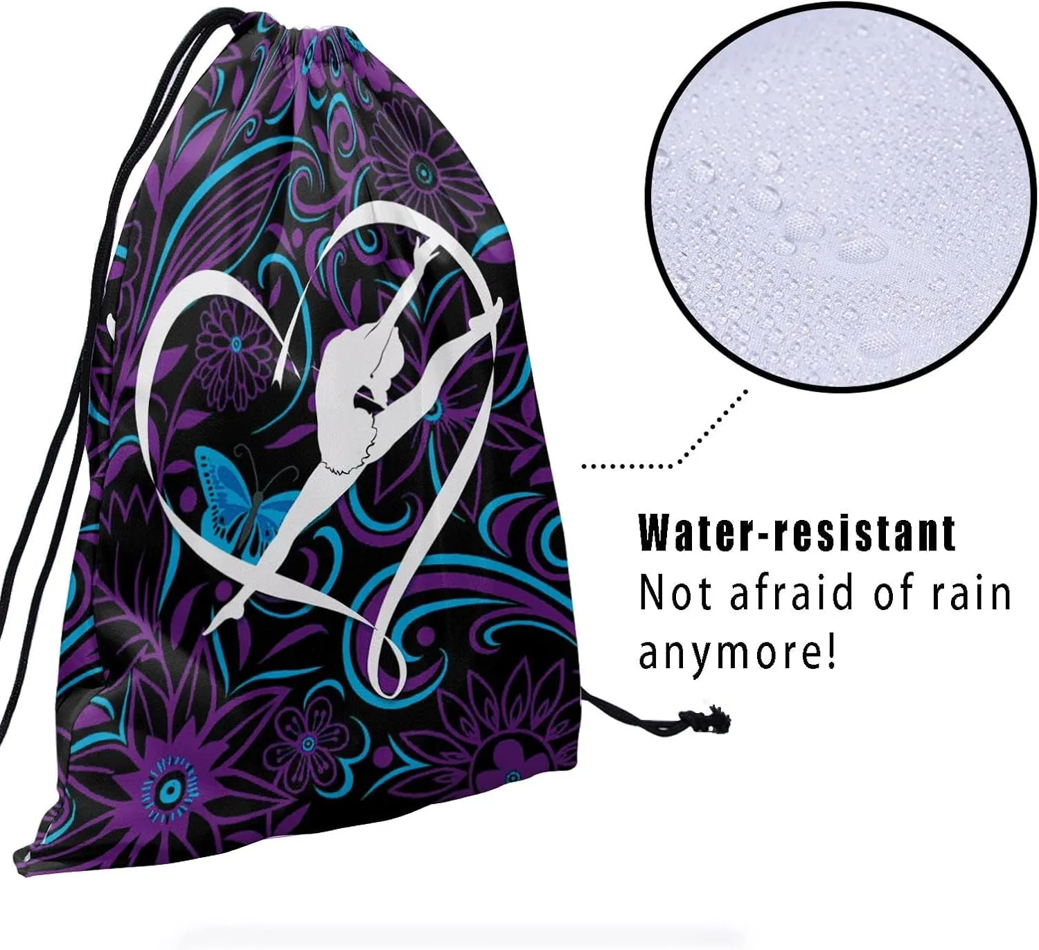 Abstract Floral Butterflies Grip Bags Love Heart Dancer Gymnastics Pouch Bag for Gym Yoga Spa