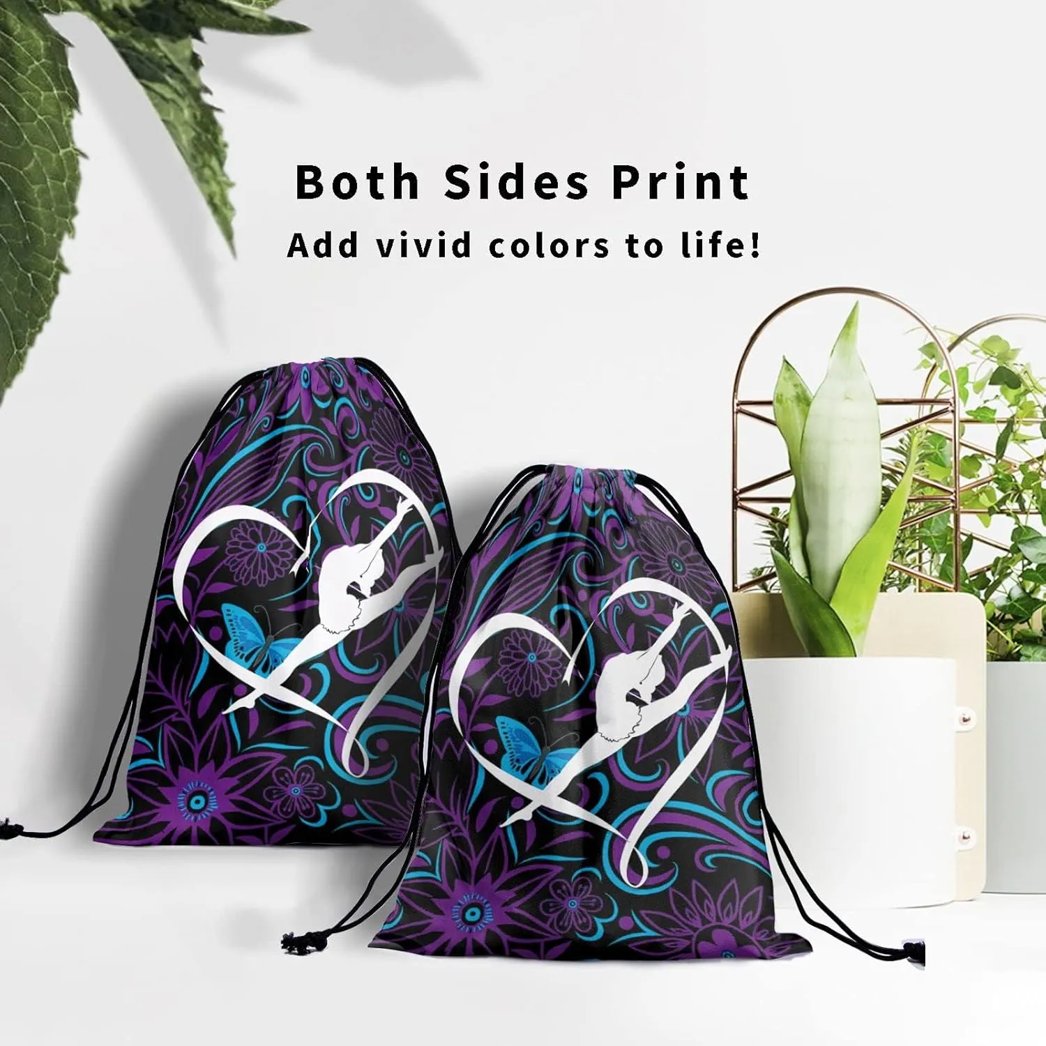 Abstract Floral Butterflies Grip Bags Love Heart Dancer Gymnastics Pouch Bag for Gym Yoga Spa