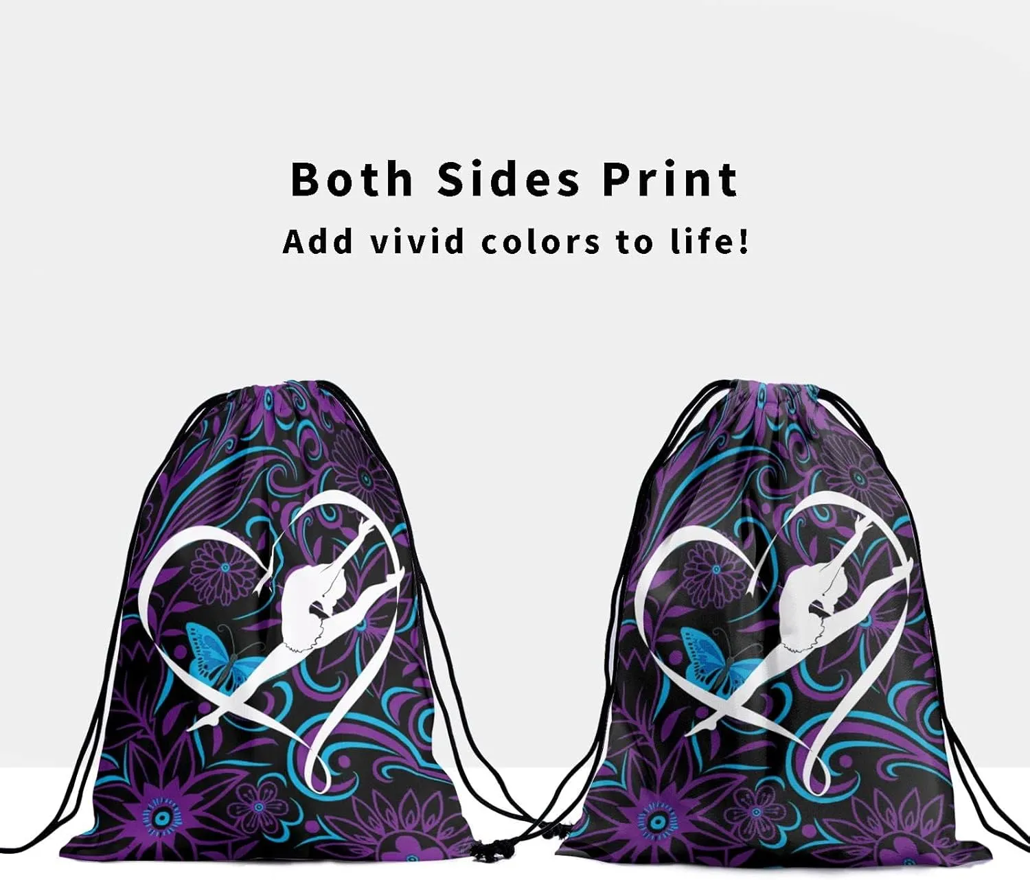Abstract Floral Butterflies Grip Bags Love Heart Dancer Gymnastics Pouch Bag for Gym Yoga Spa