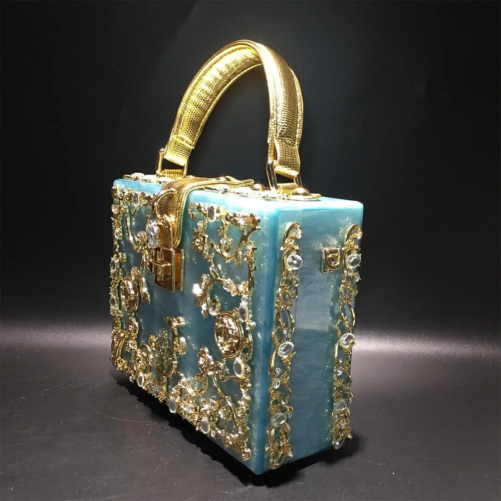 Acrylic Purse Clutch Bags Perspex Carved Bag Evening Handbags for Women Crystal Crossbody Shoulder Purse Wedding