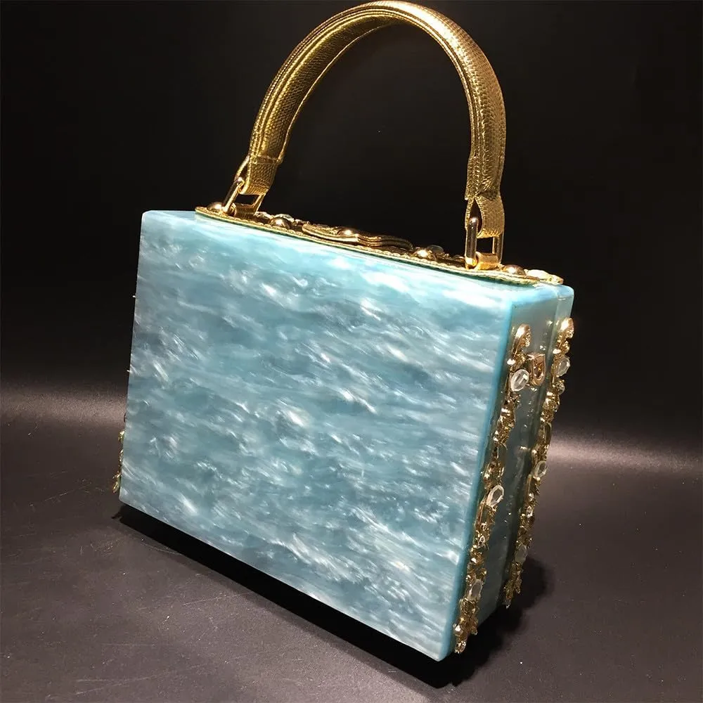 Acrylic Purse Clutch Bags Perspex Carved Bag Evening Handbags for Women Crystal Crossbody Shoulder Purse Wedding