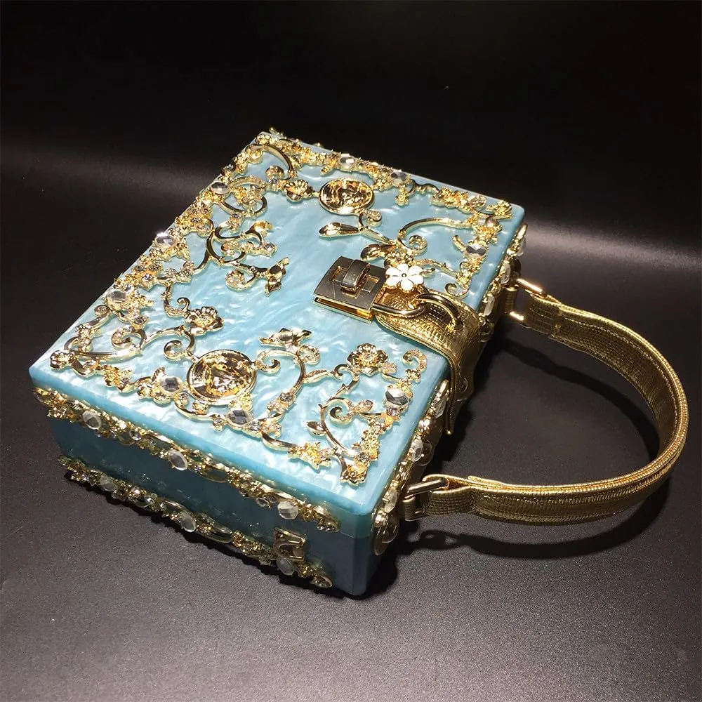 Acrylic Purse Clutch Bags Perspex Carved Bag Evening Handbags for Women Crystal Crossbody Shoulder Purse Wedding