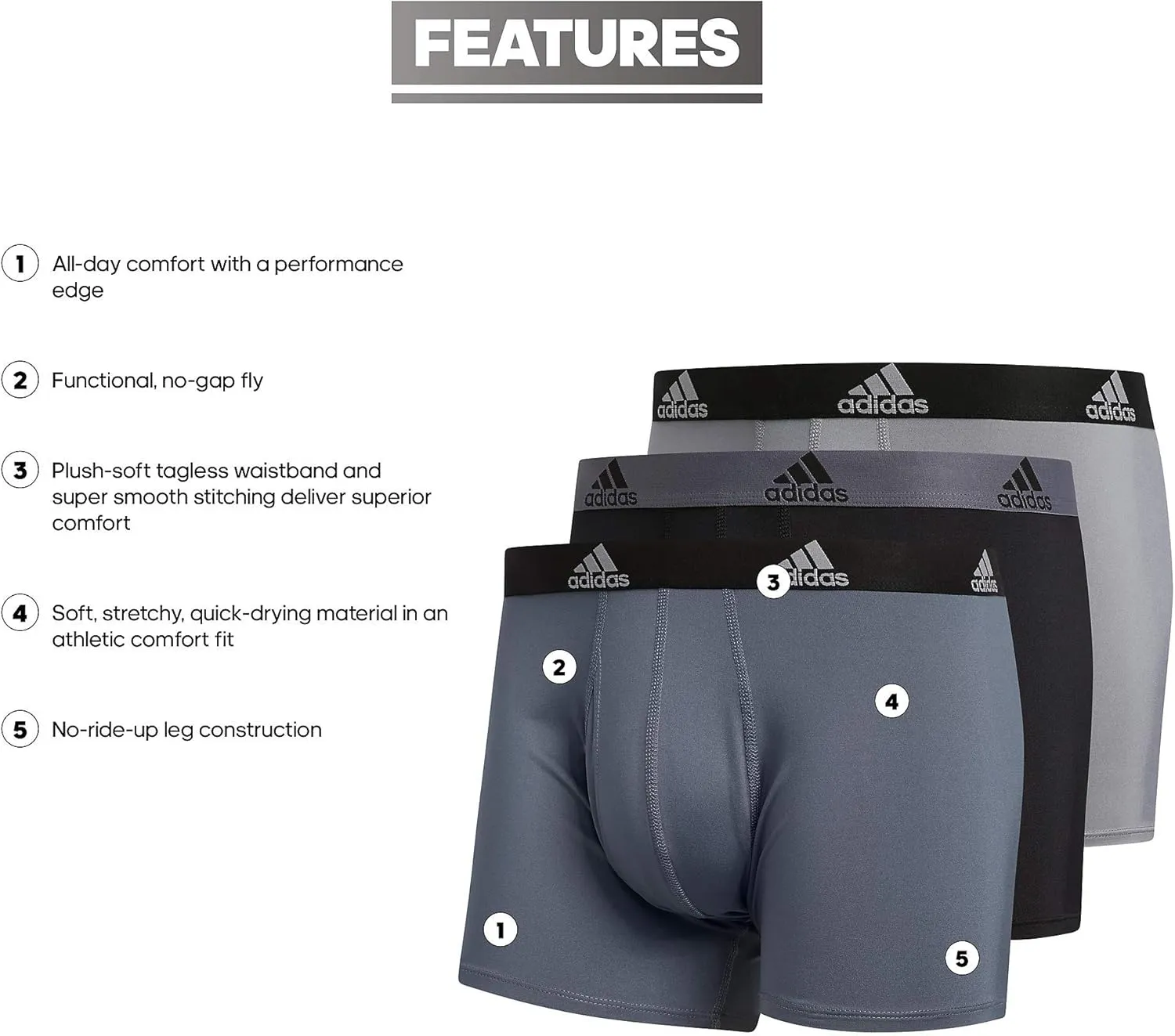 adidas Men's Stretch Cotton Boxer Brief Underwear (3-Pack) -2020