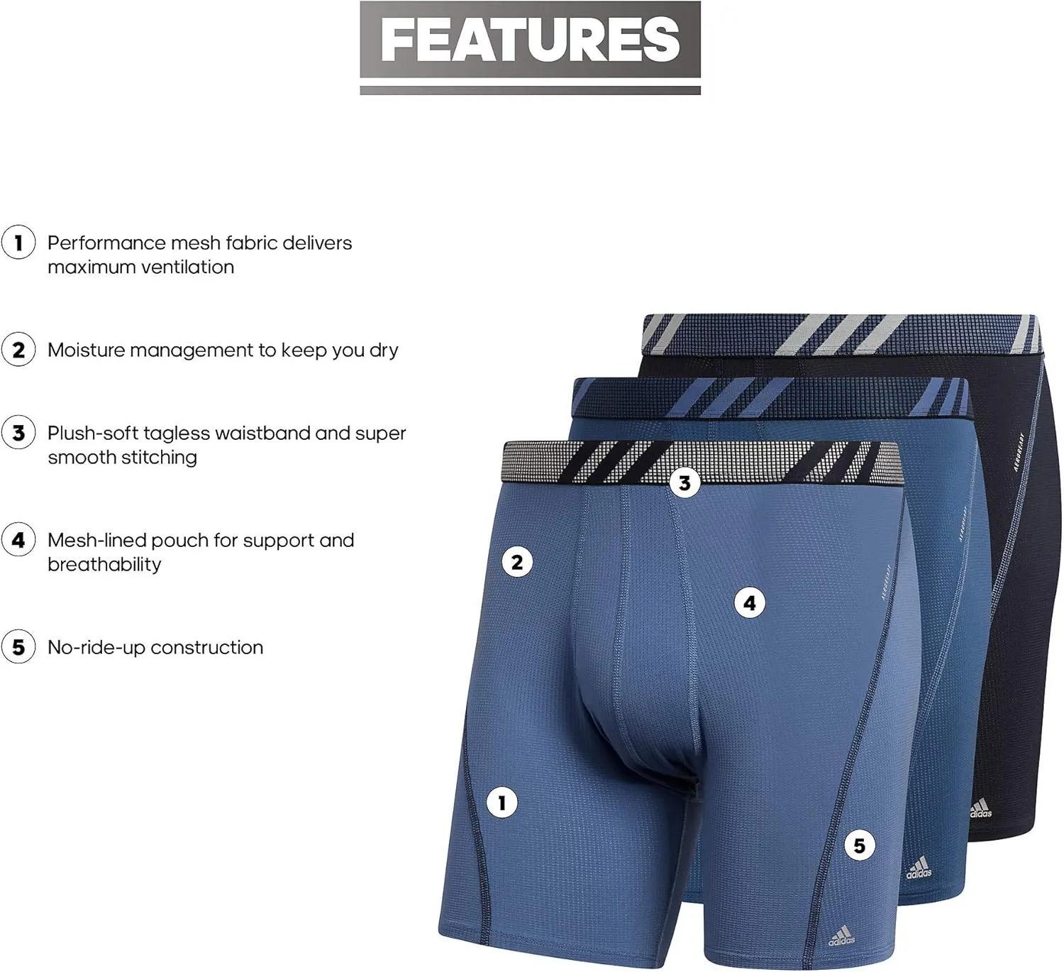 adidas Men's Stretch Cotton Boxer Brief Underwear (3-Pack) -2020