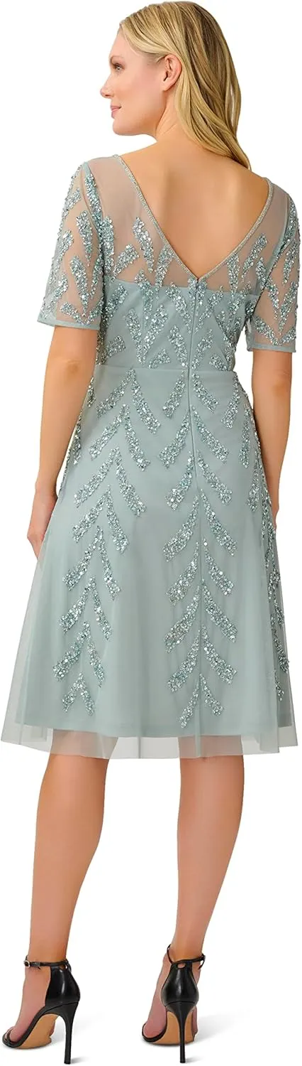 Adrianna Papell Women's Beaded Midi Dress