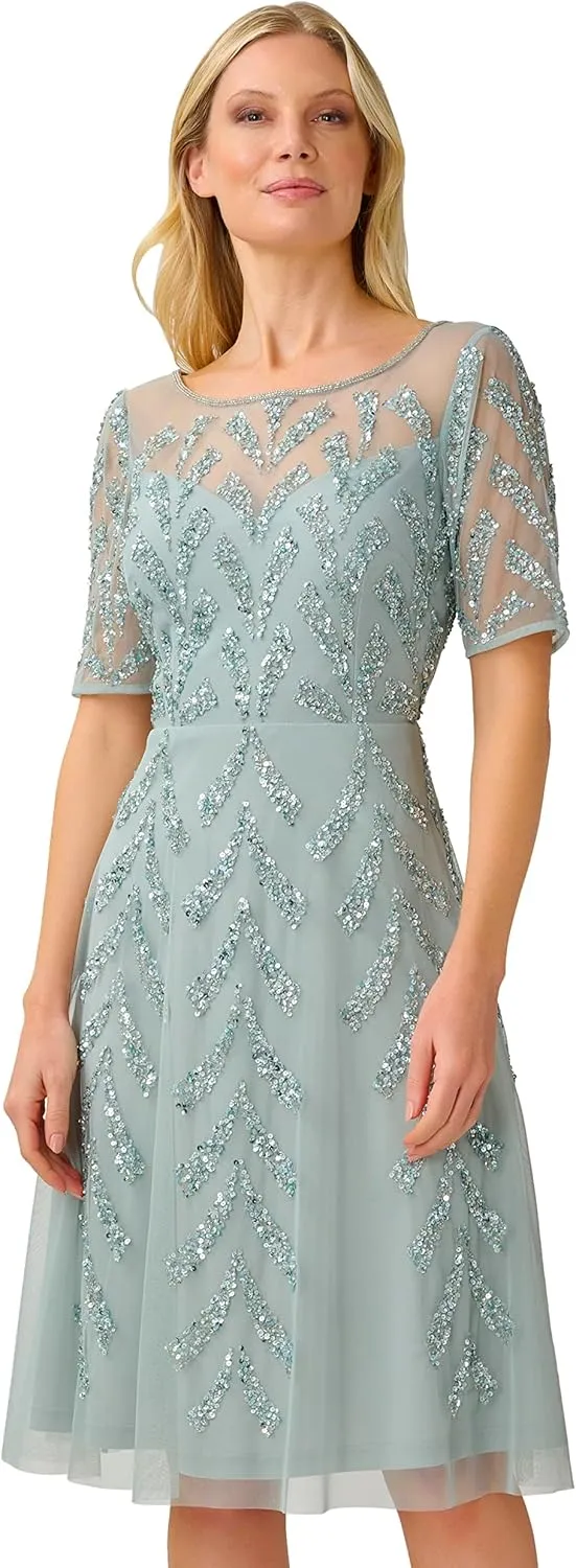 Adrianna Papell Women's Beaded Midi Dress