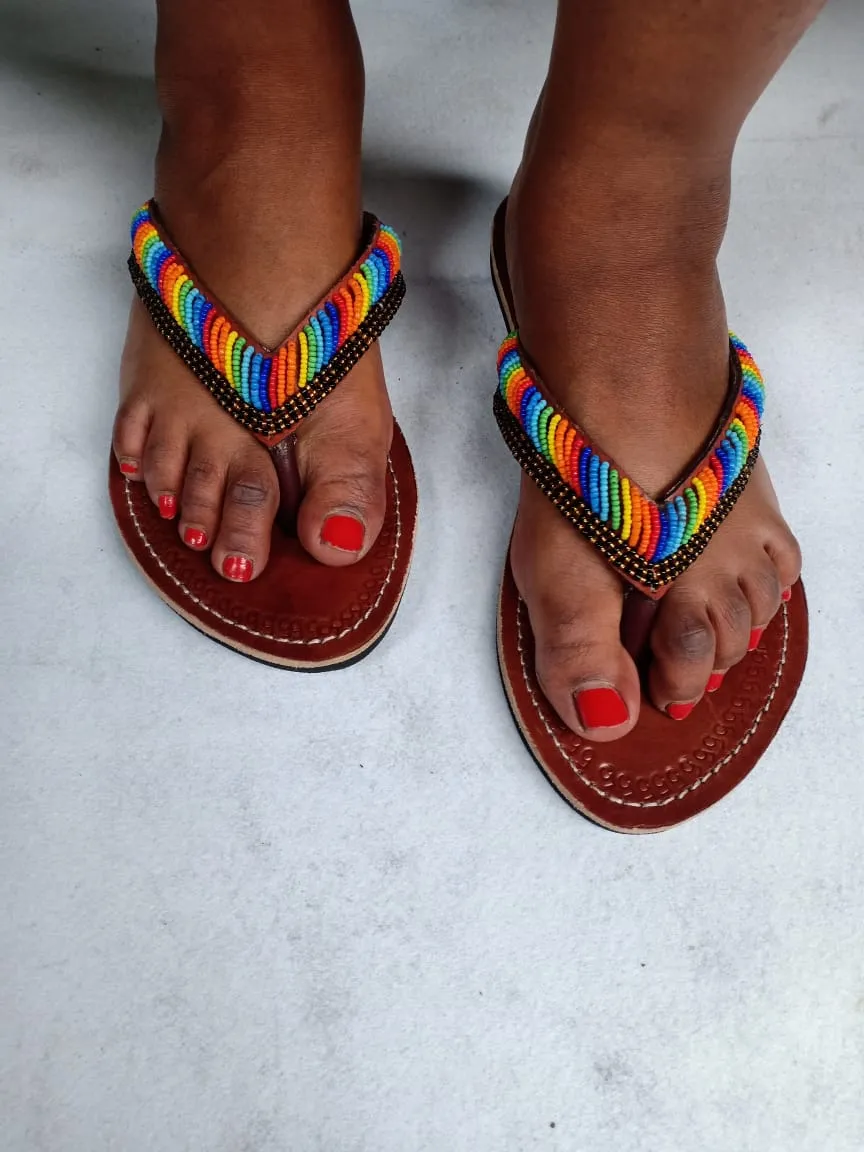 African Handmade Beaded Sandals
