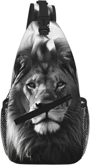 African Lion Black And White Sling Bag For Women Men Travel Hiking Backpack Crossbody Shoulder Chest Bags Casual Daypack