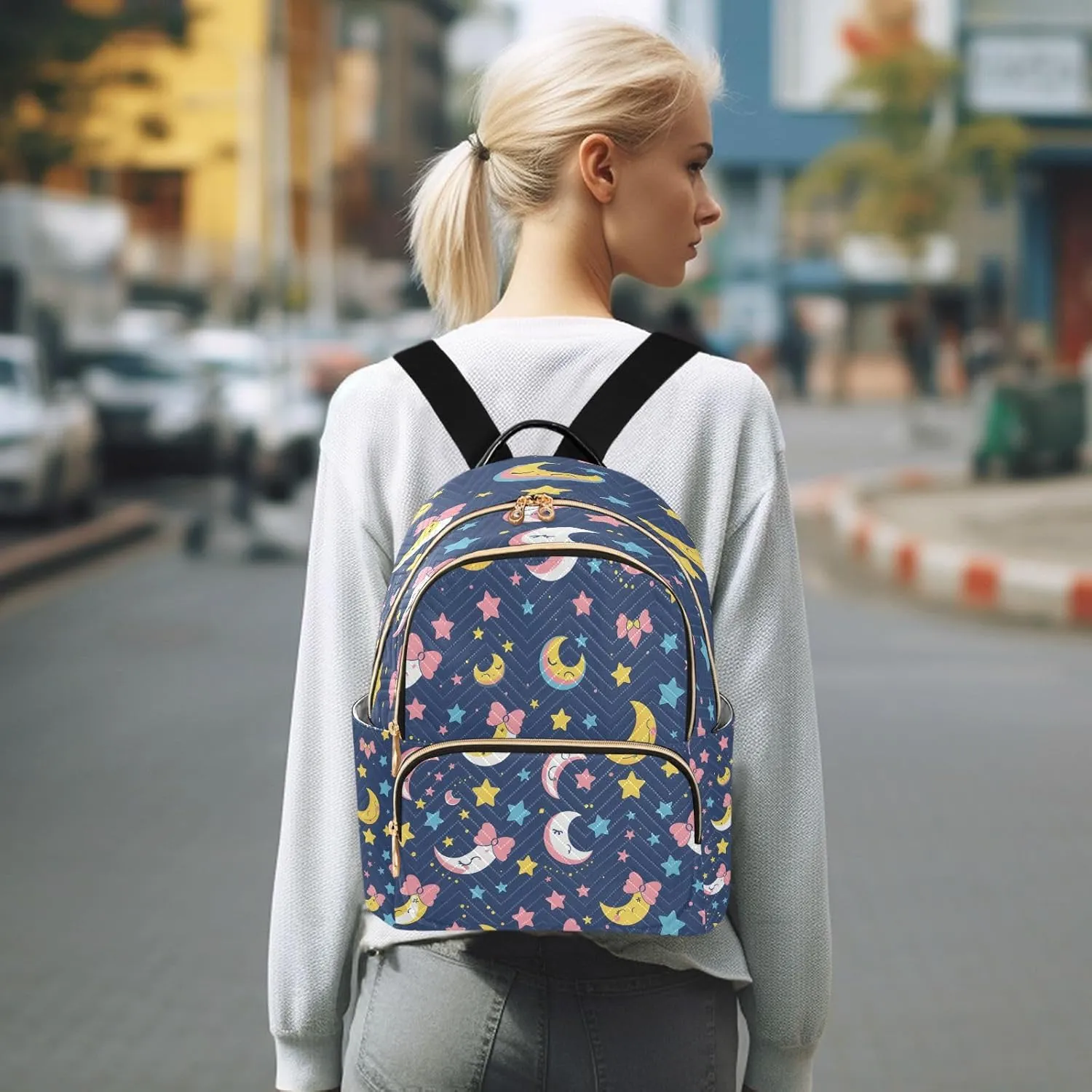 ALAZA A Kawaii Sailor Moon Small Backpack Purse for Women Travel Bag Lightweight Shoulder Bag Fashion Daypack