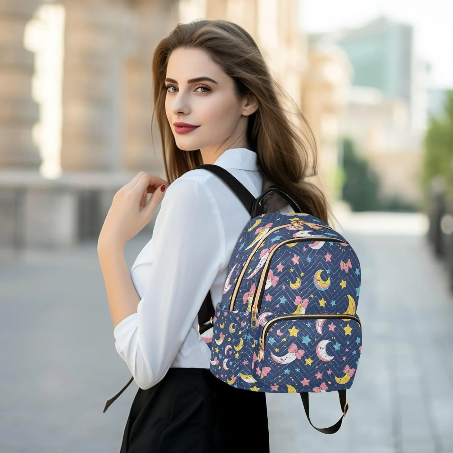 ALAZA A Kawaii Sailor Moon Small Backpack Purse for Women Travel Bag Lightweight Shoulder Bag Fashion Daypack