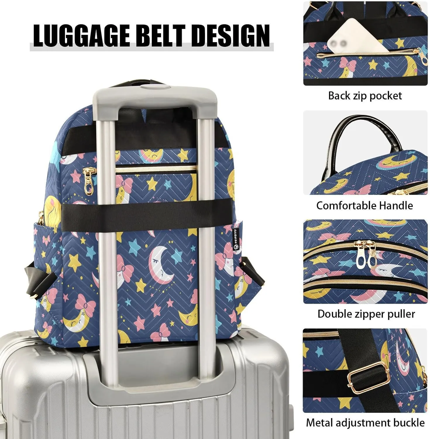 ALAZA A Kawaii Sailor Moon Small Backpack Purse for Women Travel Bag Lightweight Shoulder Bag Fashion Daypack