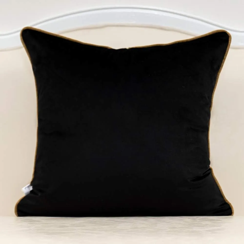 Alerfa Gold Leather Striped Black Throw Pillow Cover 18x18 Inch, Geometric Luxury Decorative Embroidered Velvet Pillow Cover for Couch Living Room Bedroom