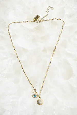 ALL EYES CHARM NECKLACE- PYRITE