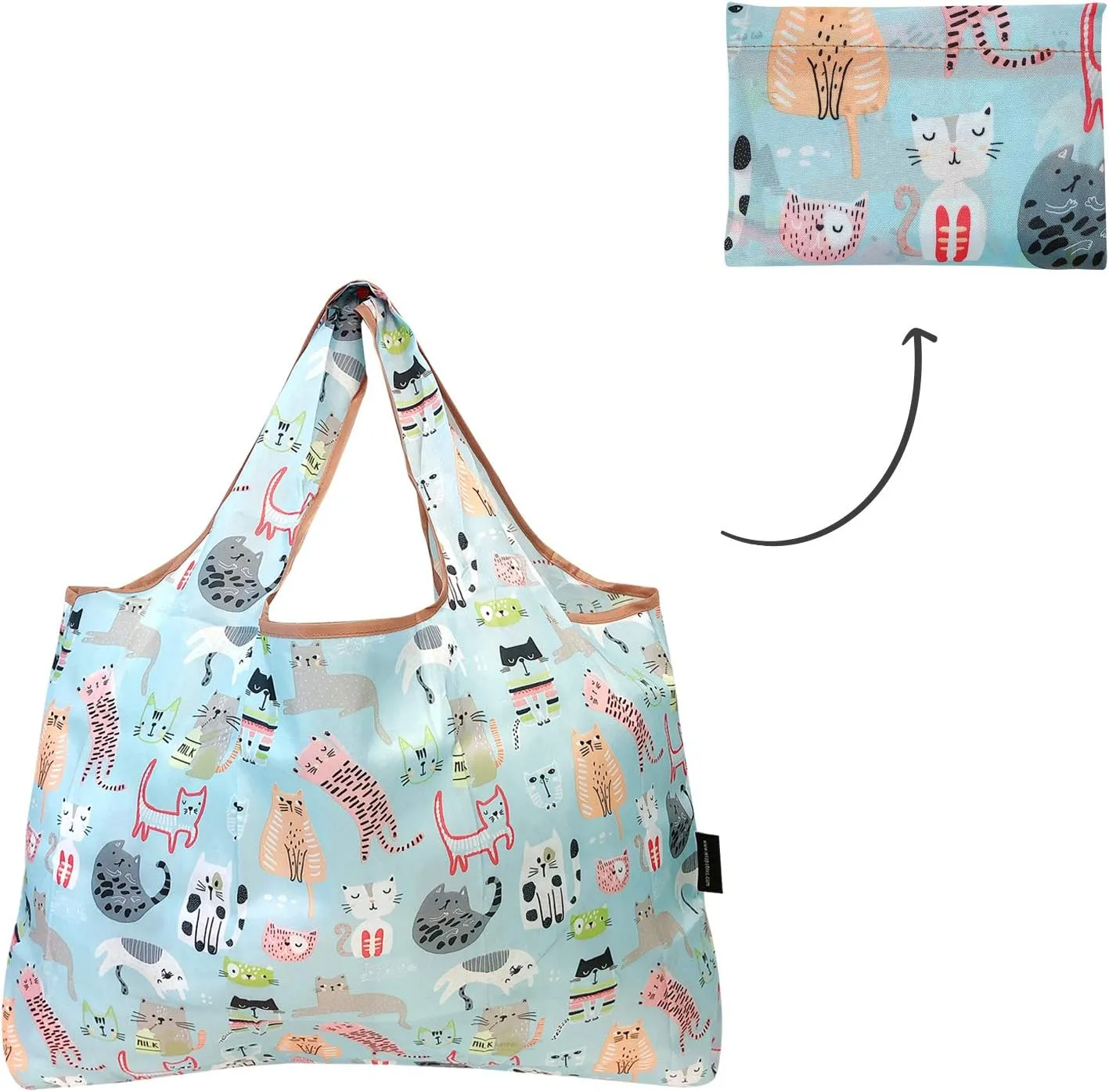alldyrew Large Foldable Tote Nylon Reusable Grocery Bag, 3 Pack