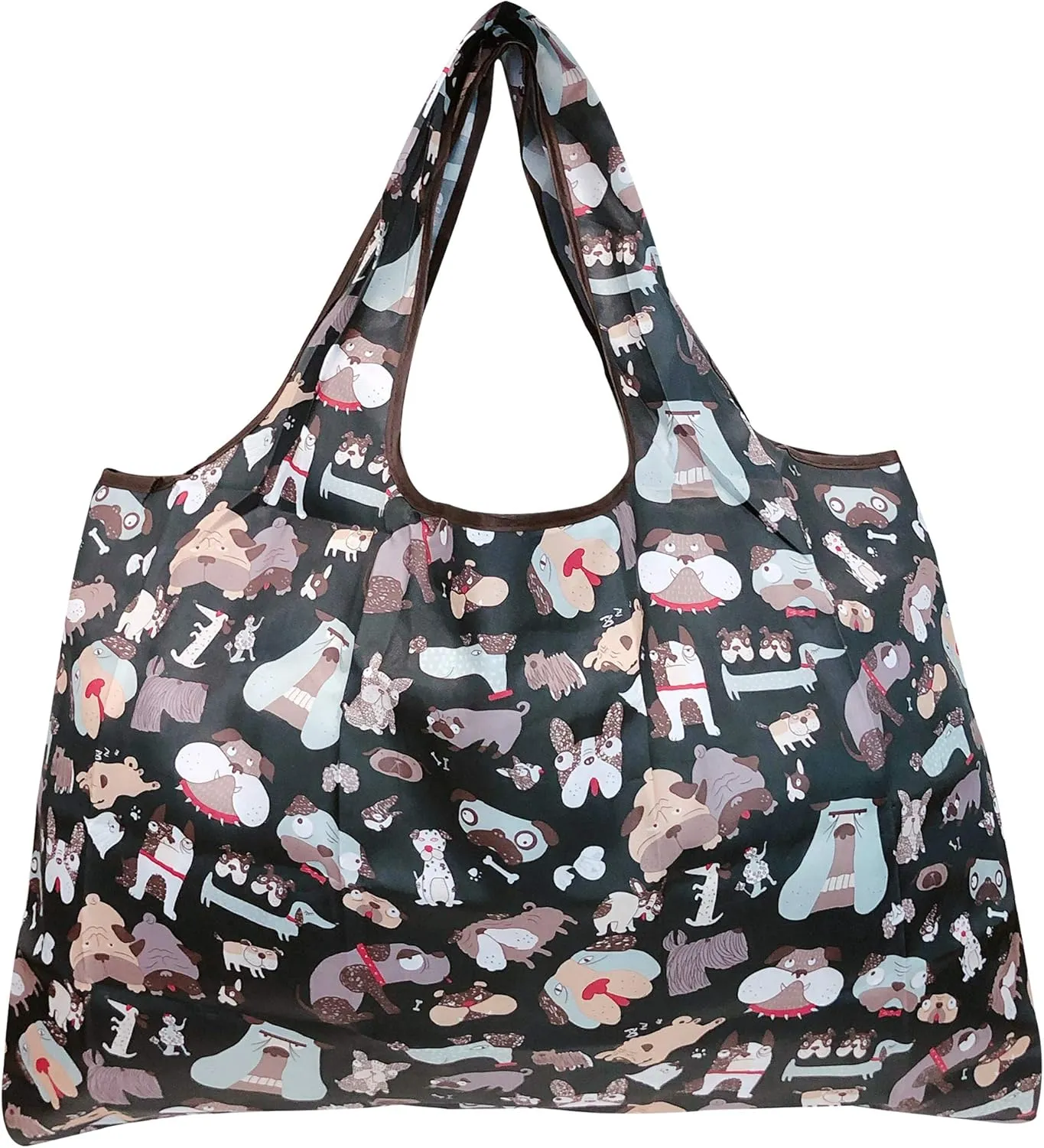alldyrew Large Foldable Tote Nylon Reusable Grocery Bag, 3 Pack