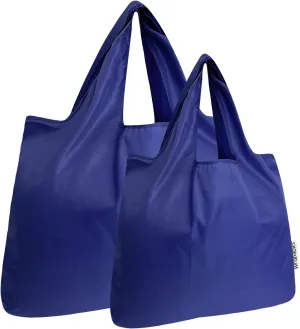 allydrew Large & Small Foldable Tote Nylon Reusable Grocery Bags, Set of 2