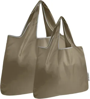 allydrew Large & Small Foldable Tote Nylon Reusable Grocery Bags, Set of 2