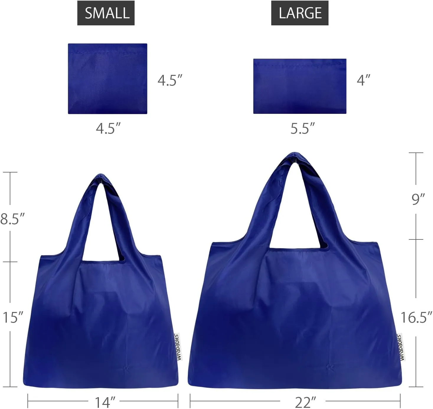 allydrew Large & Small Foldable Tote Nylon Reusable Grocery Bags, Set of 2