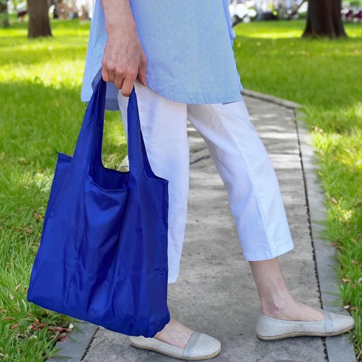 allydrew Large & Small Foldable Tote Nylon Reusable Grocery Bags, Set of 2