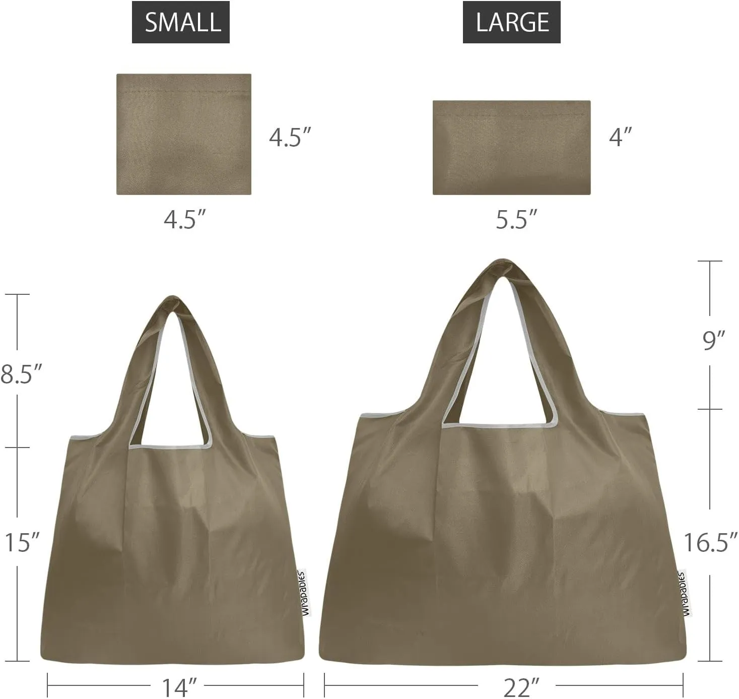 allydrew Large & Small Foldable Tote Nylon Reusable Grocery Bags, Set of 2