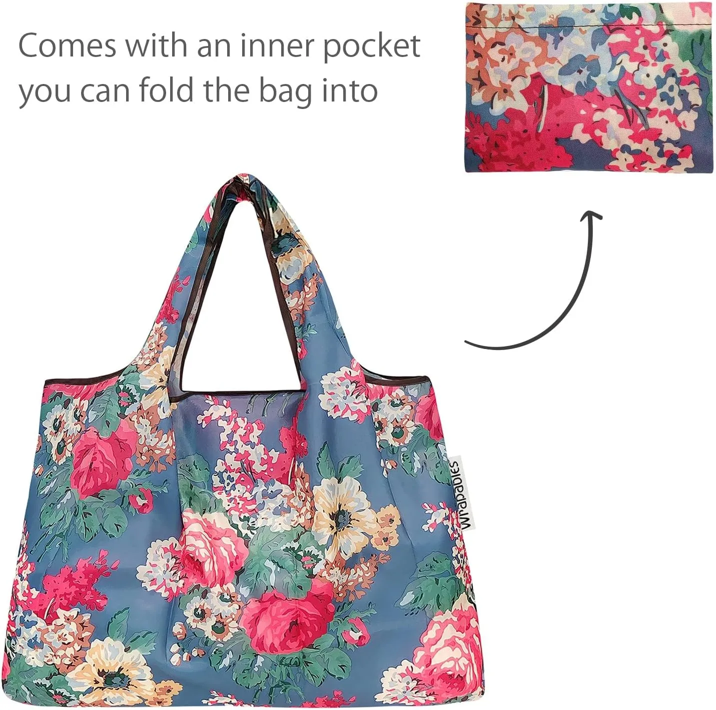 allydrew Large & Small Foldable Tote Nylon Reusable Grocery Bags, Set of 4