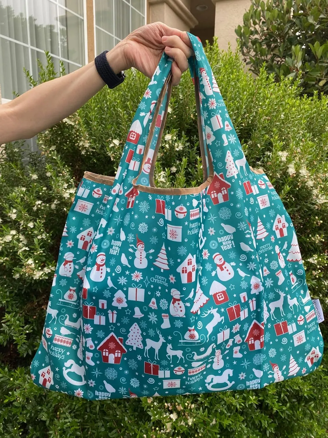 allydrew Medium Foldable Tote Nylon Reusable Grocery Bag (Set of 2)