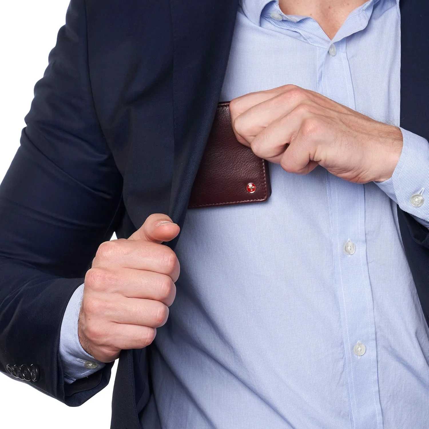 Alpine Swiss Mens Nolan Bifold Commuter Wallet Cowhide Leather RFID Safe Comes in a Gift Box