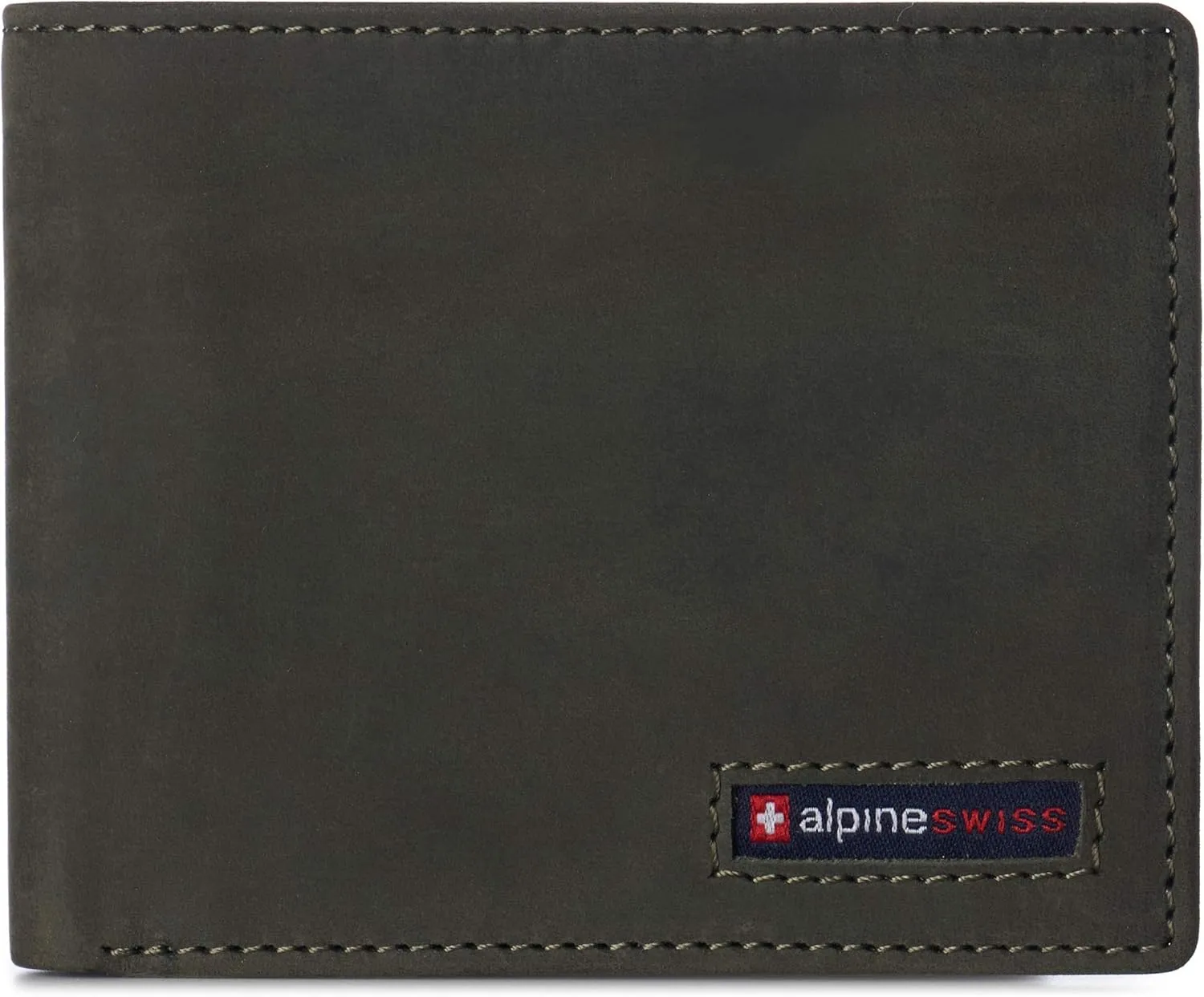 Alpine Swiss Mens Nolan Bifold Commuter Wallet RFID Safe Hampton Collection Nubuck Olive