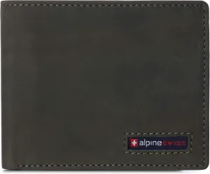 Alpine Swiss Mens Nolan Bifold Commuter Wallet RFID Safe Hampton Collection Nubuck Olive