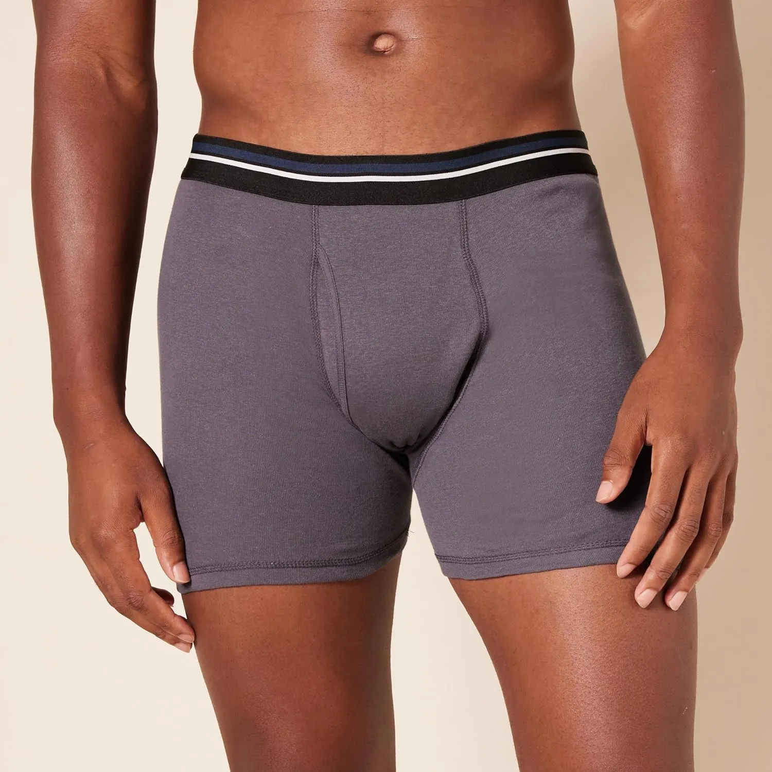 Amazon Essentials Men's Underwear Boxer Briefs, Comfortable Cotton, Tag-Free, Pack of 5