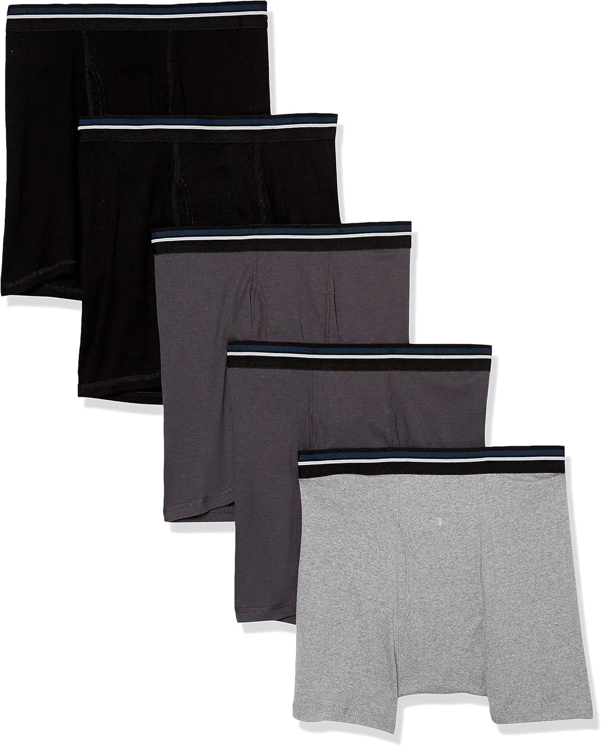 Amazon Essentials Men's Underwear Boxer Briefs, Comfortable Cotton, Tag-Free, Pack of 5