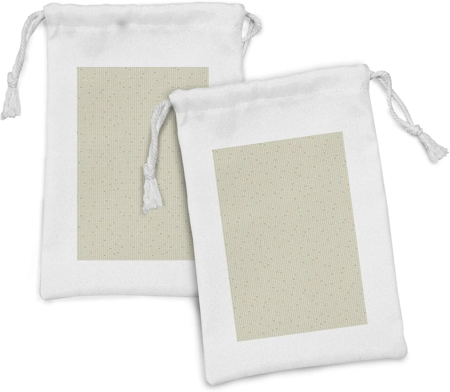 Ambesonne Abstract Fabric Pouch Set of 2, Natural Inspiration Symmetrical Circular Minimal Dots Print, Small Drawstring Bag for Toiletries Masks and Favors, 9" x 6", Grey Yellow Eggshell