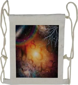 Ambesonne Astrology Drawstring Backpack, Universe and Electricity, Sackpack Bag