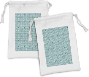 Ambesonne Birds Fabric Pouch Set of 2, Snippet Style Connivent Pieces of Sparrows Birds with Marginal Couple, Small Drawstring Bag for Toiletries Masks and Favors, 9" x 6", Burgundy Seafoam