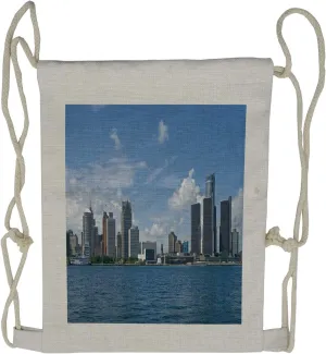Ambesonne Detroit Drawstring Backpack, Downtown Shoreline, Sackpack Bag