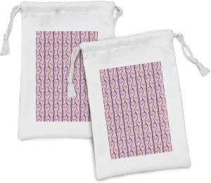 Ambesonne Feminist Fabric Pouch Set of 2, Feminist Ideology Themed Multiple Female Hands as Fists Raised, Small Drawstring Bag for Toiletries Masks and Favors, 9" x 6", Blue Violet Pale Peach