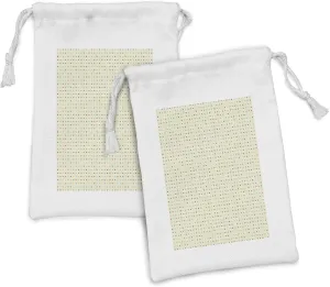 Ambesonne Hearts Fabric Pouch Set of 2, Rhythmic Love Affection Romance Valentines Day on Grunge Background, Small Drawstring Bag for Toiletries Masks and Favors, 9" x 6", Eggshell and Multicolor