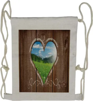 Ambesonne Outhouse Drawstring Backpack, Farm House Chalk Heart, Sackpack Bag
