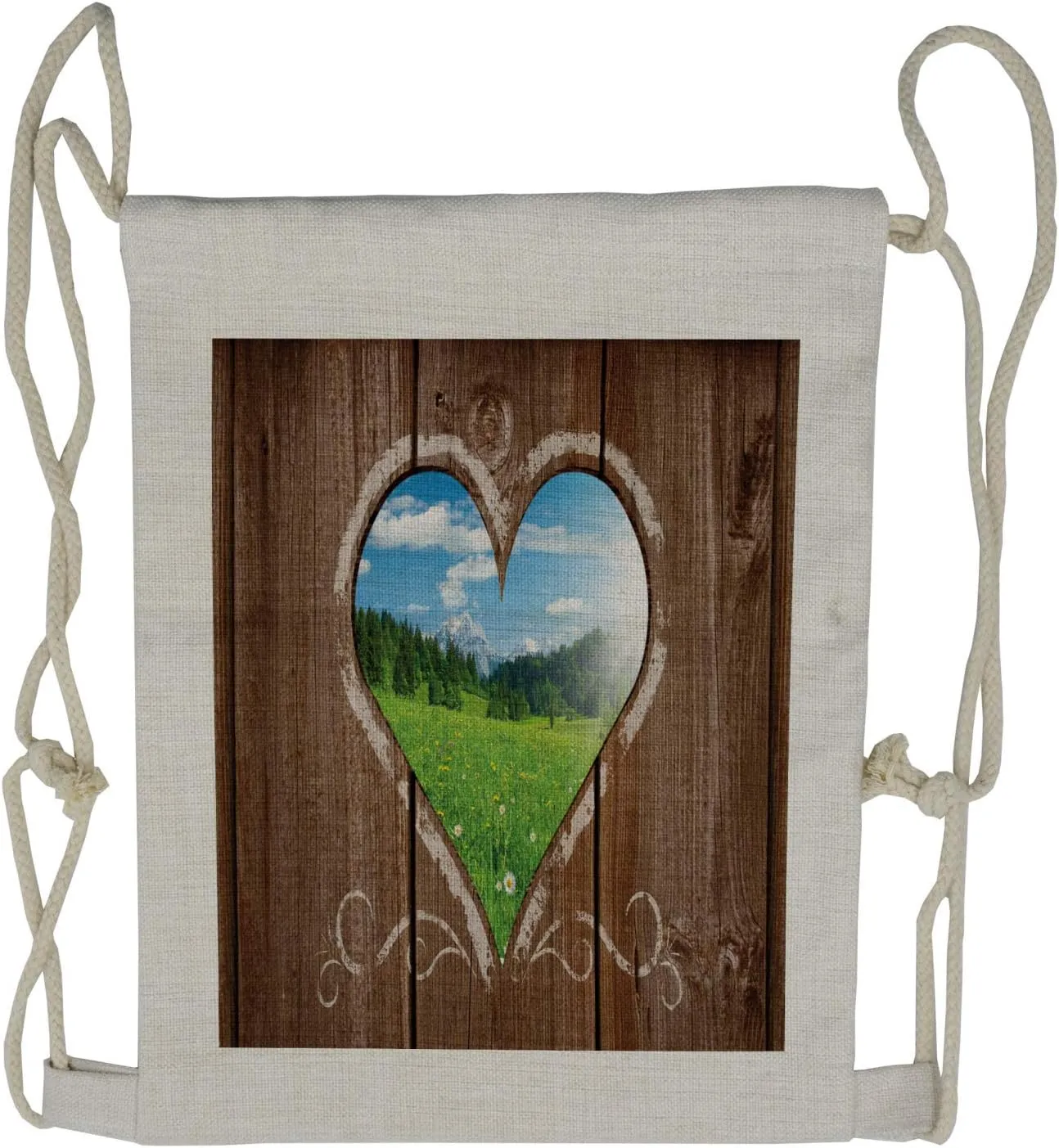 Ambesonne Outhouse Drawstring Backpack, Farm House Chalk Heart, Sackpack Bag