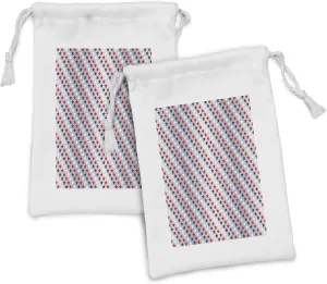 Ambesonne USA Fabric Pouch Set of 2, July Fourth Stars Citizen National Day Patriotic Western Salute to the Union, Small Drawstring Bag for Toiletries Masks and Favors, 9" x 6", Grey Indigo Red