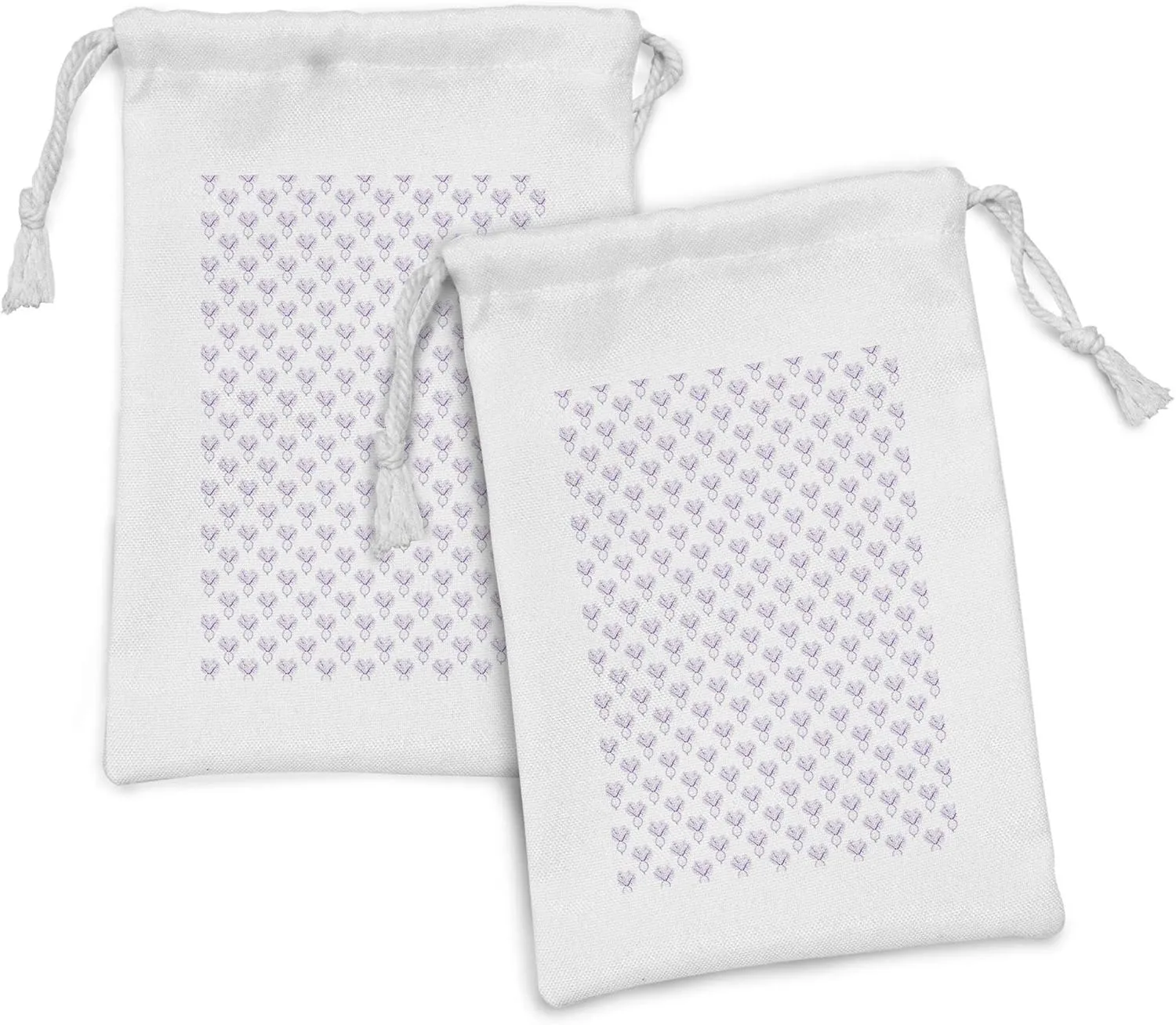 Ambesonne Vegetables Fabric Pouch Set of 2, Monochrome Repeating Simplistic Food Pattern with Sketchy Drawn Beetroots, Small Drawstring Bag for Toiletries Masks and Favors, 9" x 6", Quartz and White