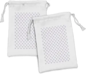 Ambesonne Vegetables Fabric Pouch Set of 2, Monochrome Repeating Simplistic Food Pattern with Sketchy Drawn Beetroots, Small Drawstring Bag for Toiletries Masks and Favors, 9" x 6", Quartz and White