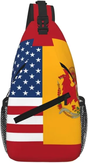 American Spain Flag Sling Bag For Women Men Travel Hiking Backpack Crossbody Shoulder Chest Bags Casual Daypack