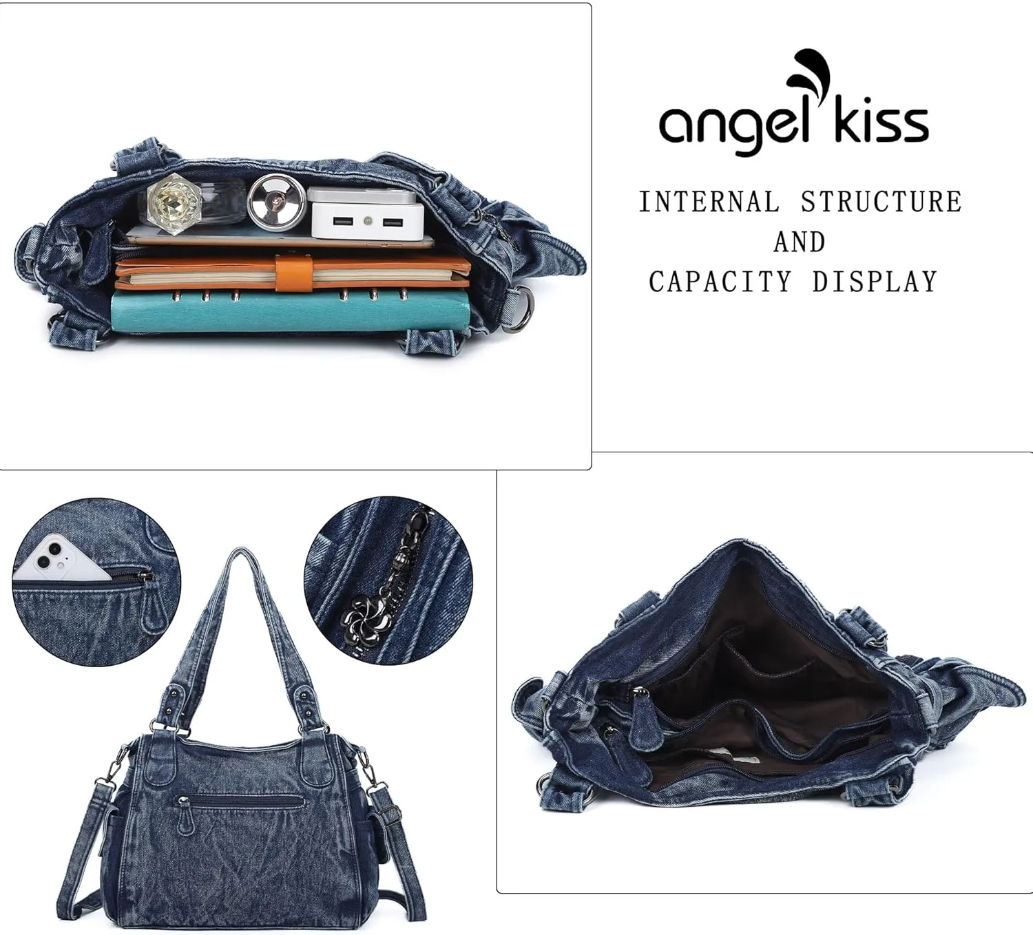 Angel Kiss Handbags for Womens Top-Handle Hobo Purse Roomy Casual Shoulder Bags PU Tote Satchel Purse for Women