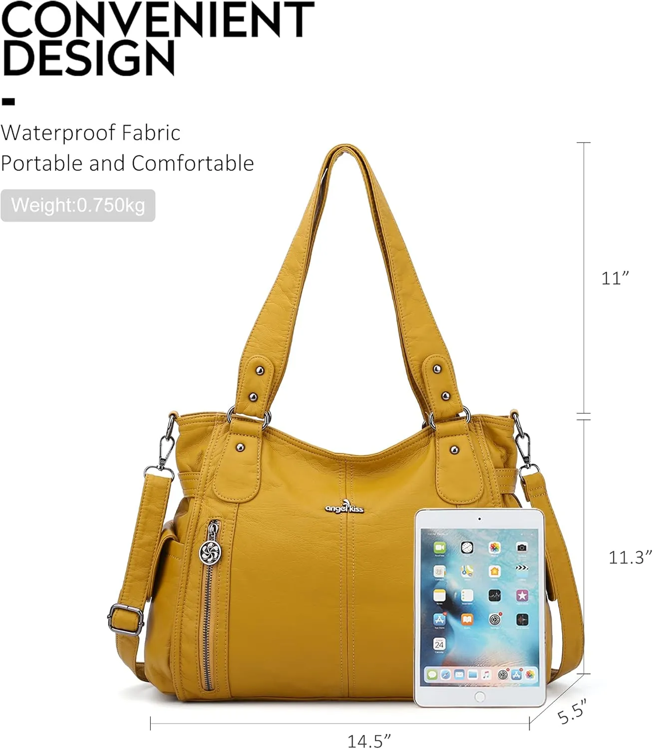Angel Kiss Handbags for Womens Top-Handle Hobo Purse Roomy Casual Shoulder Bags PU Tote Satchel Purse for Women