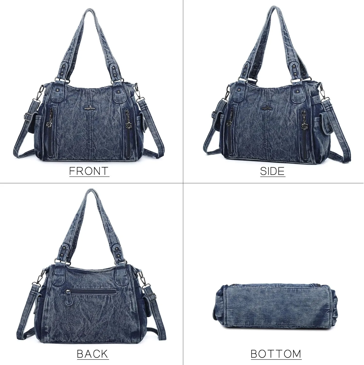 Angel Kiss Handbags for Womens Top-Handle Hobo Purse Roomy Casual Shoulder Bags PU Tote Satchel Purse for Women