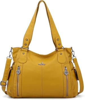 Angel Kiss Handbags for Womens Top-Handle Hobo Purse Roomy Casual Shoulder Bags PU Tote Satchel Purse for Women