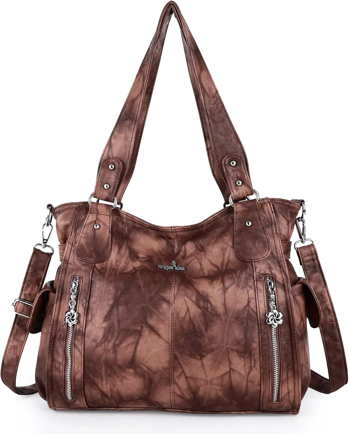 Angel Kiss Handbags for Womens Top-Handle Hobo Purse Roomy Casual Shoulder Bags PU Tote Satchel Purse for Women