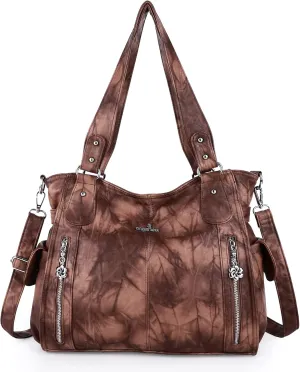 Angel Kiss Handbags for Womens Top-Handle Hobo Purse Roomy Casual Shoulder Bags PU Tote Satchel Purse for Women