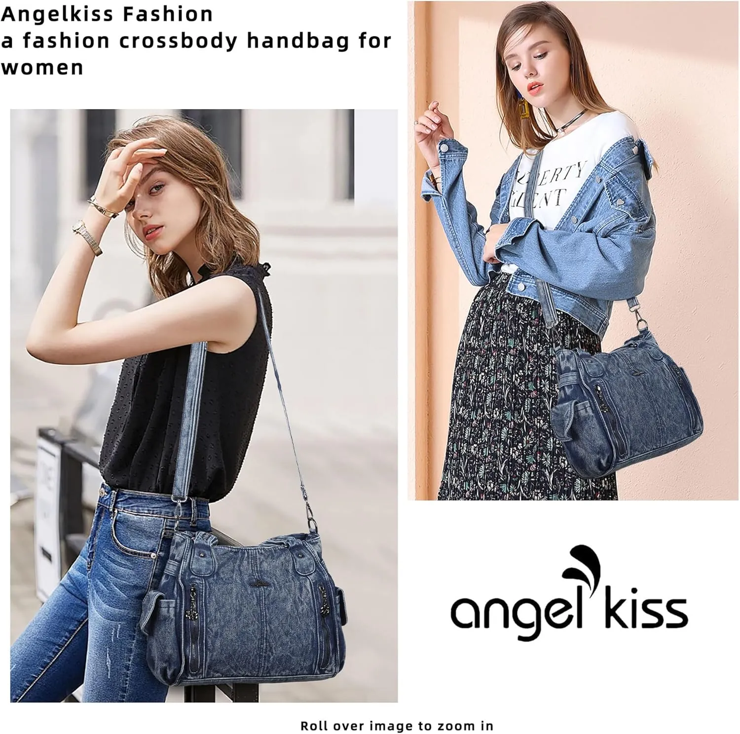 Angel Kiss Handbags for Womens Top-Handle Hobo Purse Roomy Casual Shoulder Bags PU Tote Satchel Purse for Women